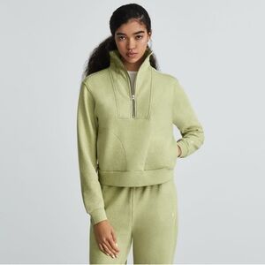 Everlane Track Half-Zip Pullover Sweatshirt in Heathered Pear, Size Large (L)